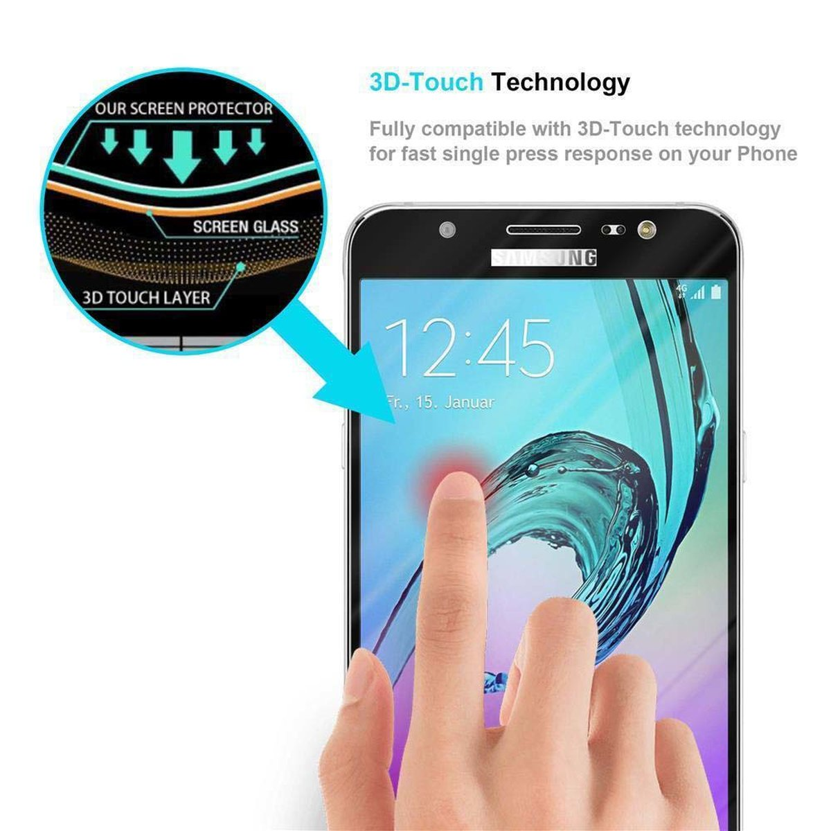 CADORABO Schutzglas voll kelebend Schutzfolie(für Samsung J7 2016) Galaxy