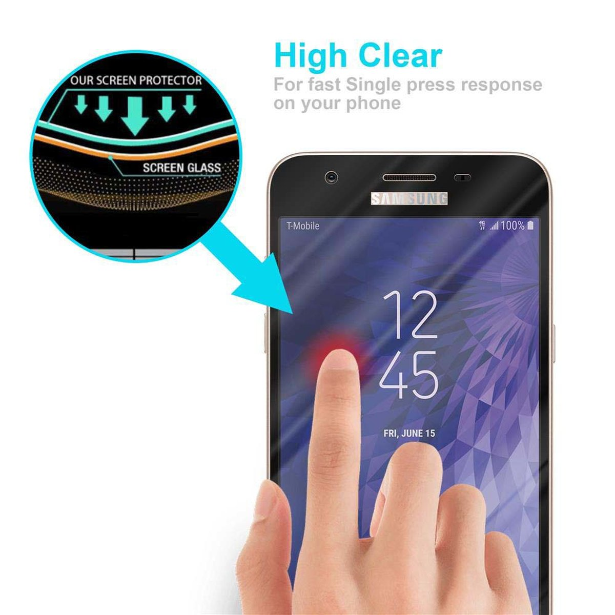 CADORABO Schutzglas voll kelebend J3 Galaxy 2018) Schutzfolie(für Samsung