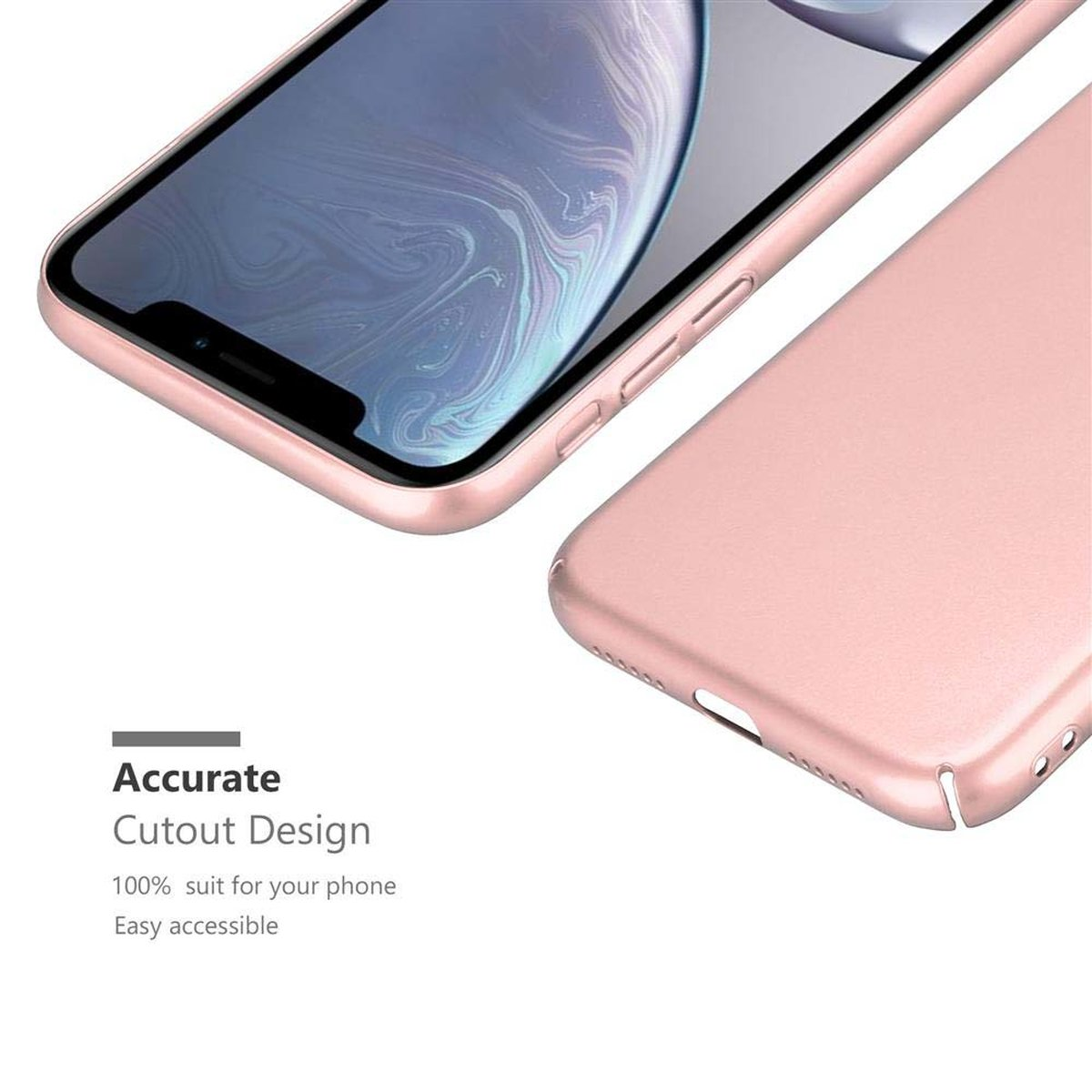 Hülle CADORABO XR, im Hard Style, METALL Apple, Matt Case Metall iPhone ROSÉ Backcover, GOLD