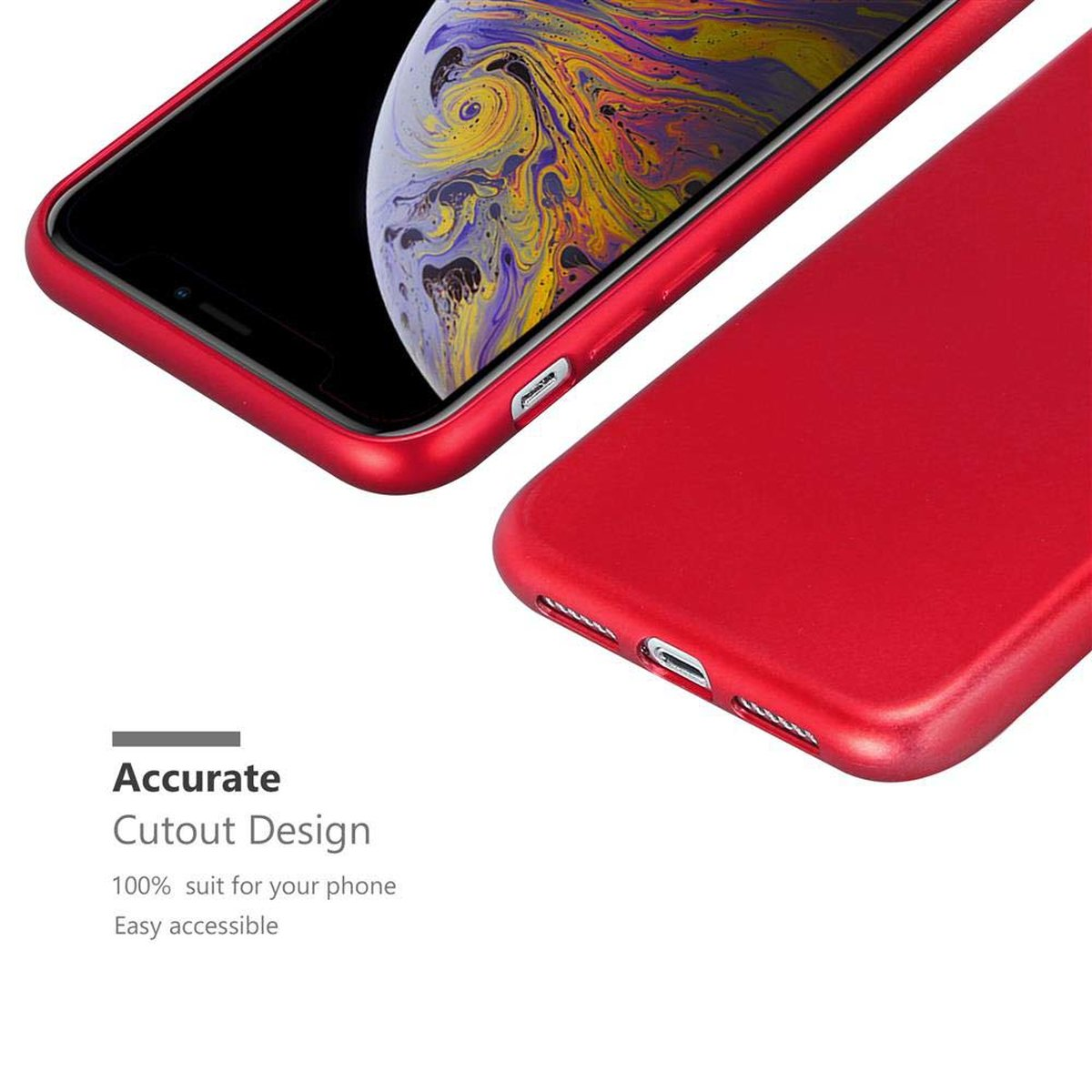 CADORABO TPU Matt Metallic Apple, METALLIC ROT Hülle, XS iPhone MAX, Backcover