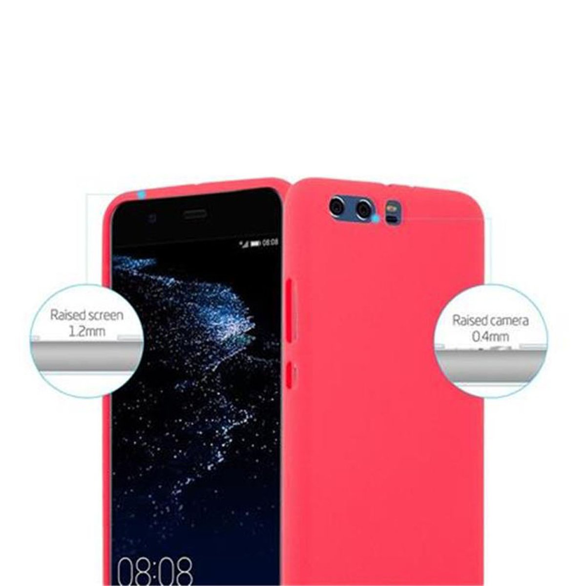 CADORABO TPU Frosted P10 FROST Huawei, Backcover, ROT Schutzhülle, PLUS