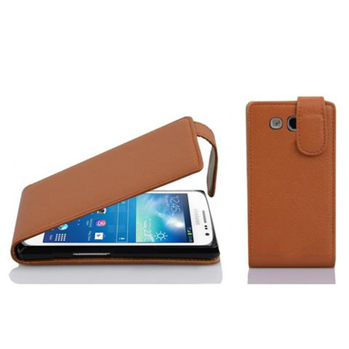 BRAUN Samsung, im Galaxy 2, COGNAC Flip CADORABO Flip Style, EXPRESS Cover, Schutzhülle