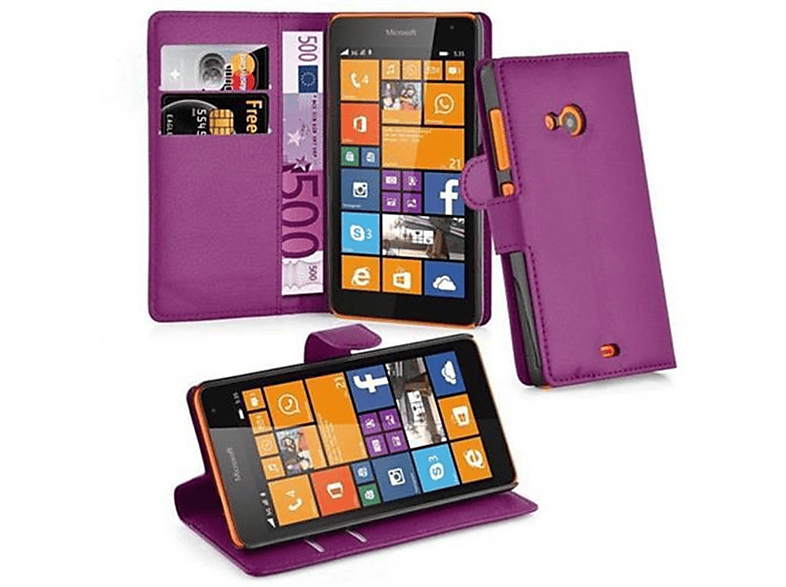 CADORABO Book Hülle Standfunktion, Lumia VIOLETT Nokia, MANGAN Bookcover, 535