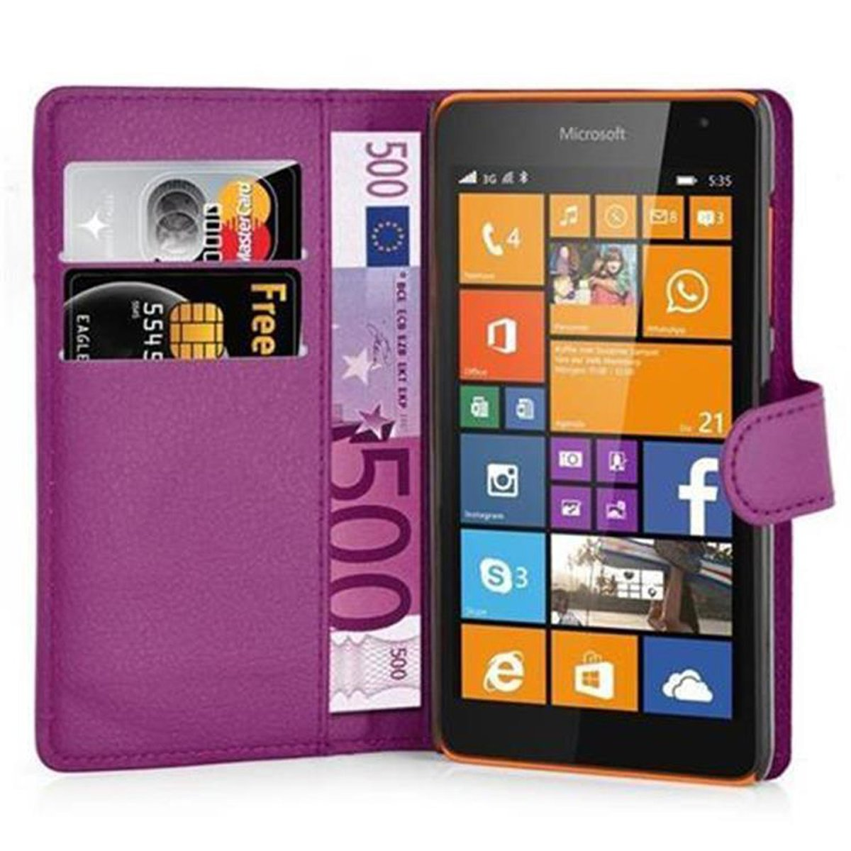 Standfunktion, Hülle Bookcover, 535, Book VIOLETT CADORABO MANGAN Lumia Nokia,