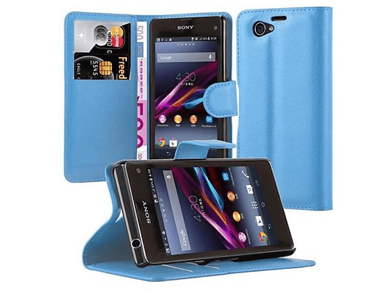 Xperia Book Hülle CADORABO BLAU COMPACT, Standfunktion, Z1 PASTELL Bookcover, Sony,