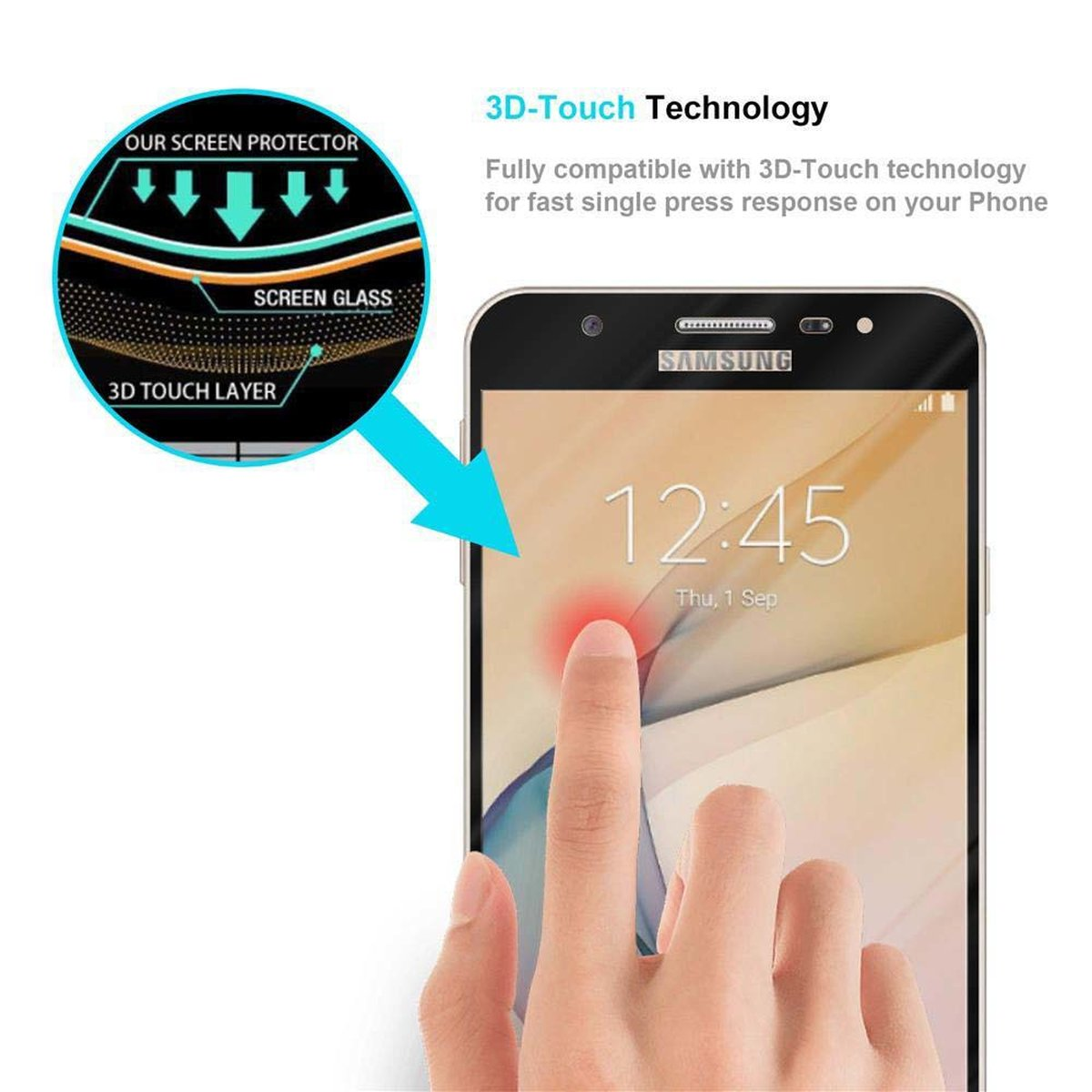 CADORABO Schutzglas voll kelebend Schutzfolie(für J5 ON5) / Samsung Galaxy PRIME
