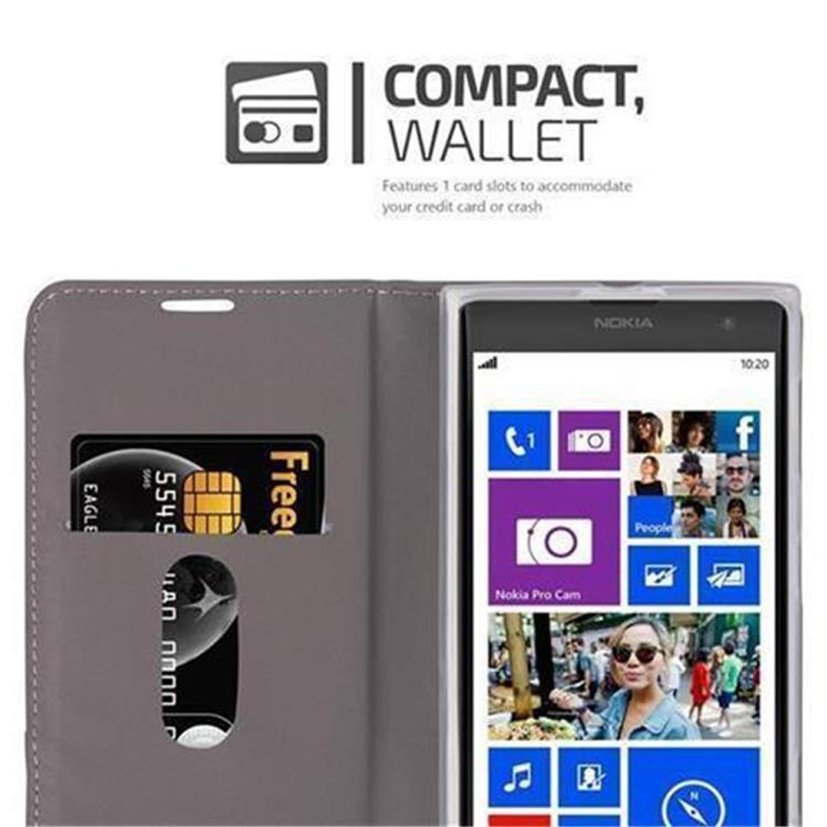SCHWARZ 1020, Lumia DUNKEL Schutzhülle Nokia, Style, Jeans Book Bookcover, BLAU CADORABO im