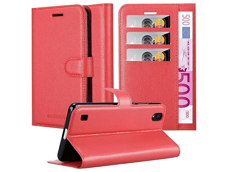 ZTE, Book A5 KARMIN 2019, Hülle ROT Blade CADORABO Bookcover, Standfunktion,