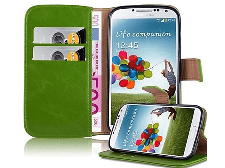 Book CADORABO Hülle Samsung, GRAS S4, Style, GRÜN Luxury Galaxy Bookcover,