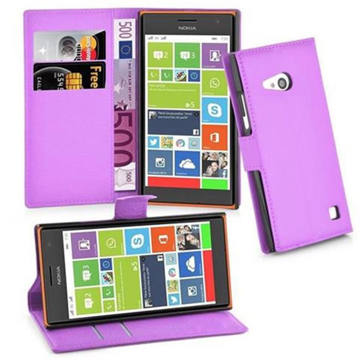 CADORABO Book Hülle Standfunktion, VIOLETT MANGAN 730, Nokia, Lumia Bookcover