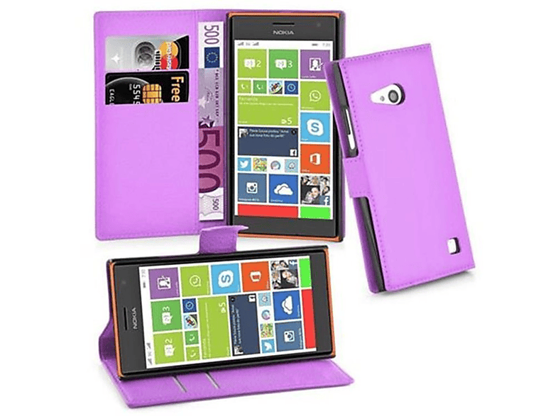 CADORABO Book Hülle Standfunktion, Bookcover, Nokia, Lumia 730, MANGAN VIOLETT
