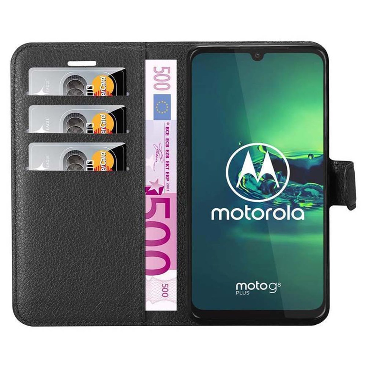 CADORABO G8 Motorola, Standfunktion, PLUS, MOTO Hülle PHANTOM Bookcover, SCHWARZ Book