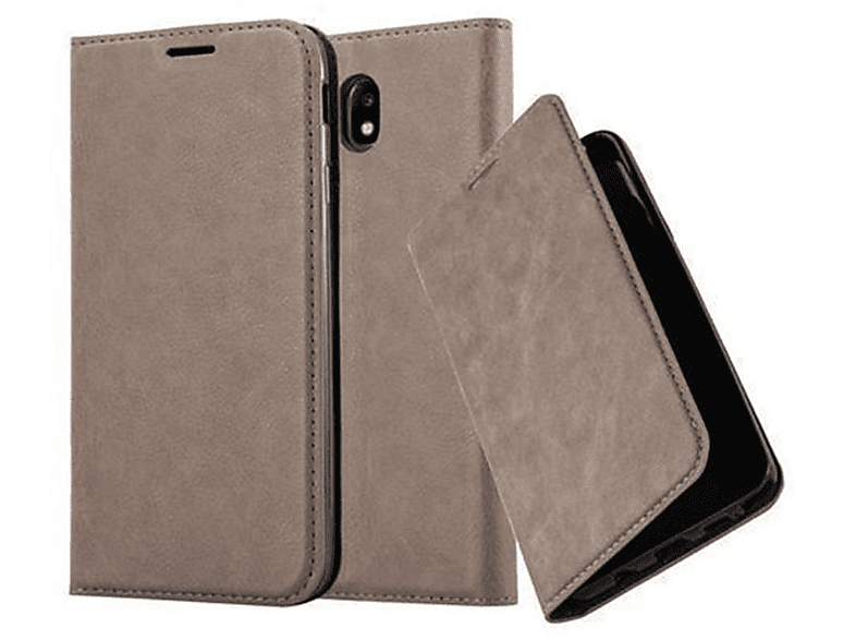 CADORABO Book Hülle Invisible Magnet, Bookcover, Samsung, Galaxy J3 2017, KAFFEE BRAUN