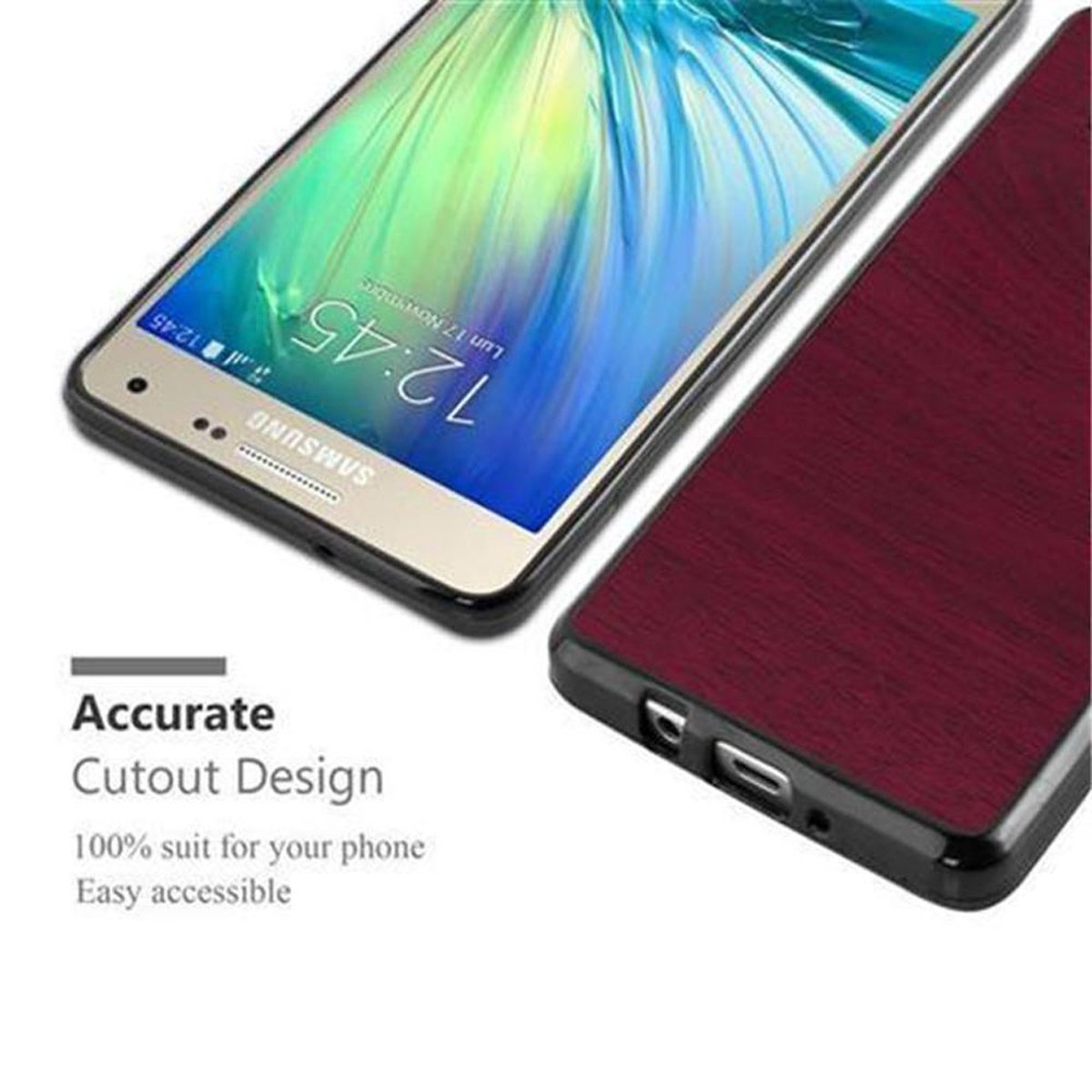 WOODEN Galaxy ROT Backcover, CADORABO TPU Samsung, A5 2015, Schutzhülle, Wooden