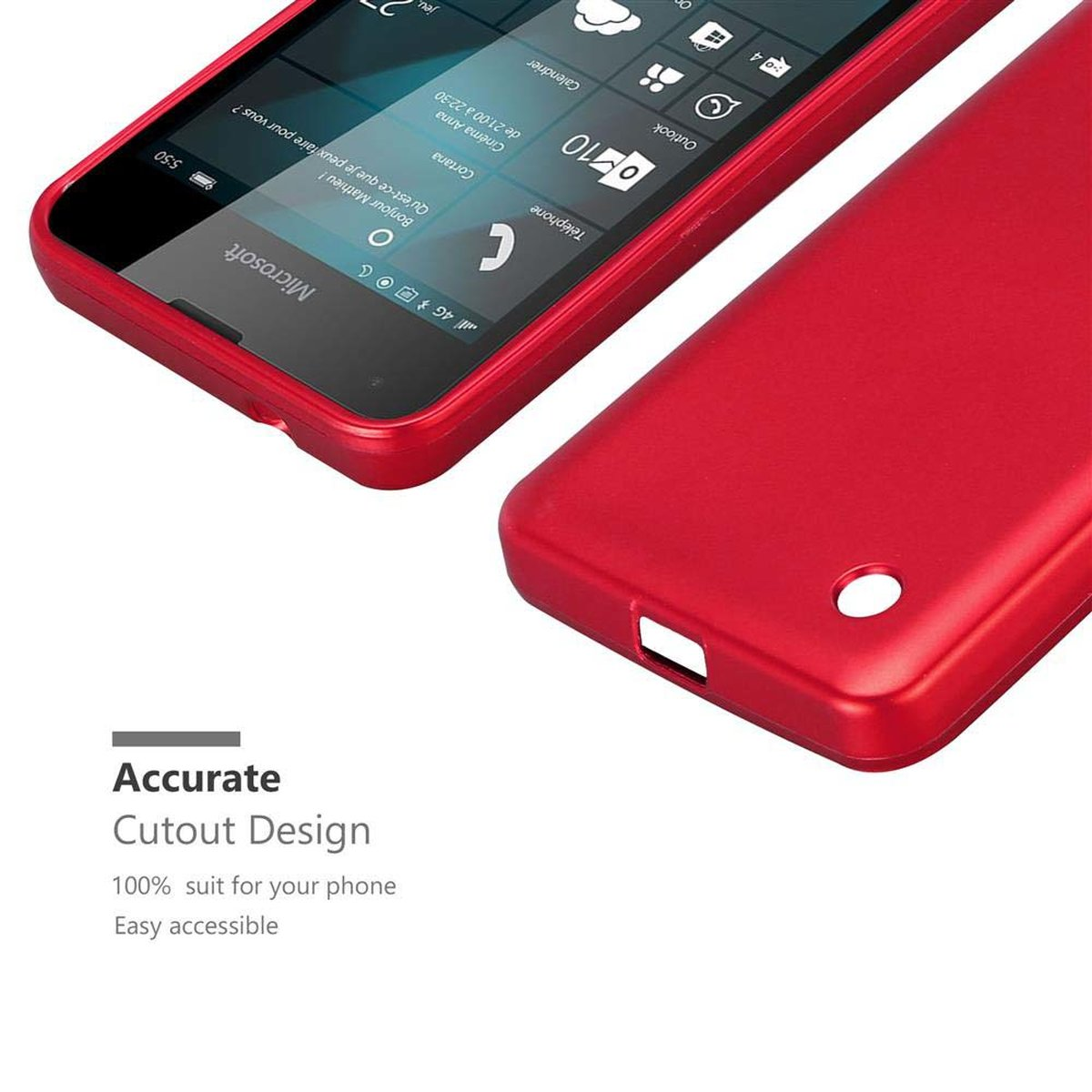 Metallic Matt Backcover, TPU Nokia, ROT METALLIC Lumia CADORABO 550, Hülle,