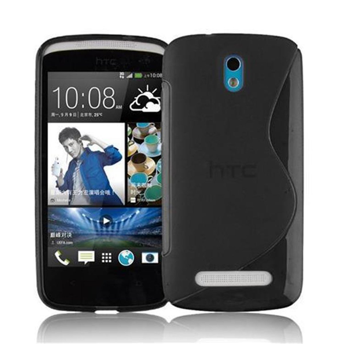 CADORABO TPU HTC, SCHWARZ OXID 500, Backcover, Handyhülle, S-Line Desire
