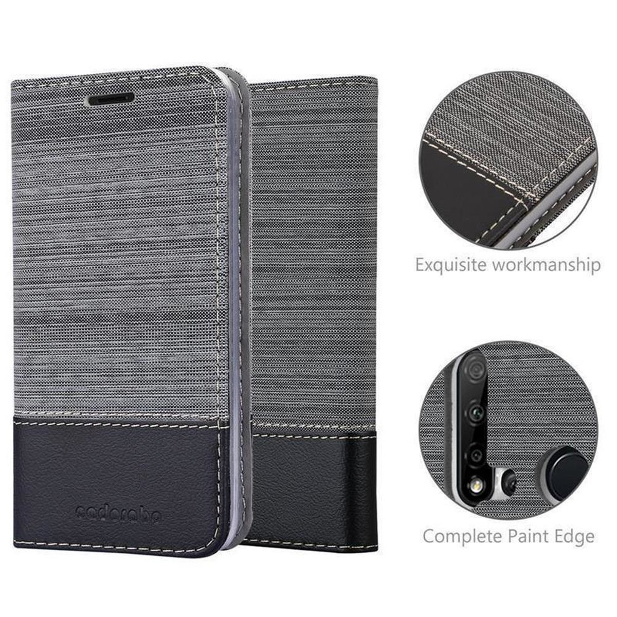 Style, Book im CADORABO Huawei, LITE GRAU Bookcover, NOVA SCHWARZ Jeans Schutzhülle / 5i 2019, P20