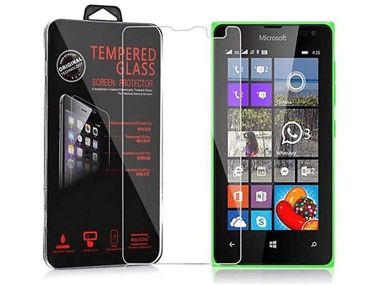 CADORABO Schutzglas Tempered Glas Schutzfolie(für Nokia Lumia 435)
