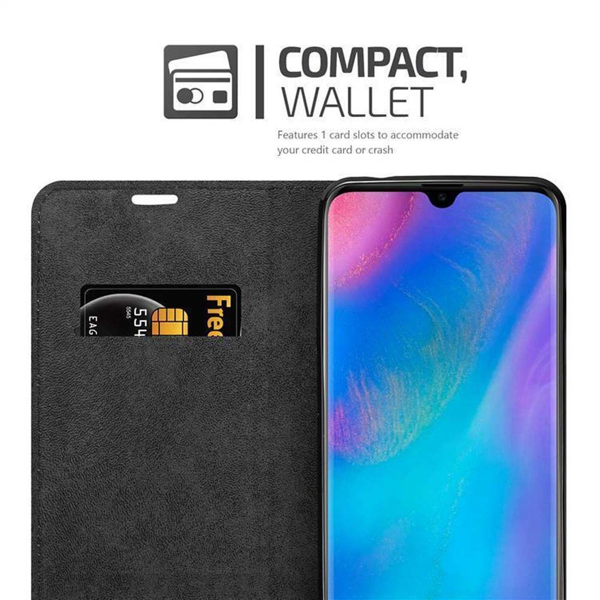 Huawei, Book ROT PRO, Invisible Bookcover, Hülle CADORABO Magnet, APFEL P30