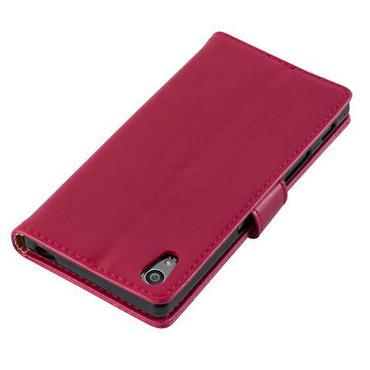 Hülle Xperia ROT CADORABO Z5, Luxury Style, Book WEIN Bookcover, Sony,