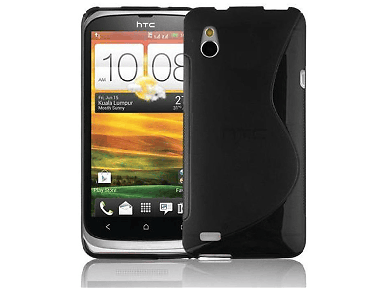 CADORABO TPU HTC, S-Line Backcover, SCHWARZ OXID Desire V, Handyhülle