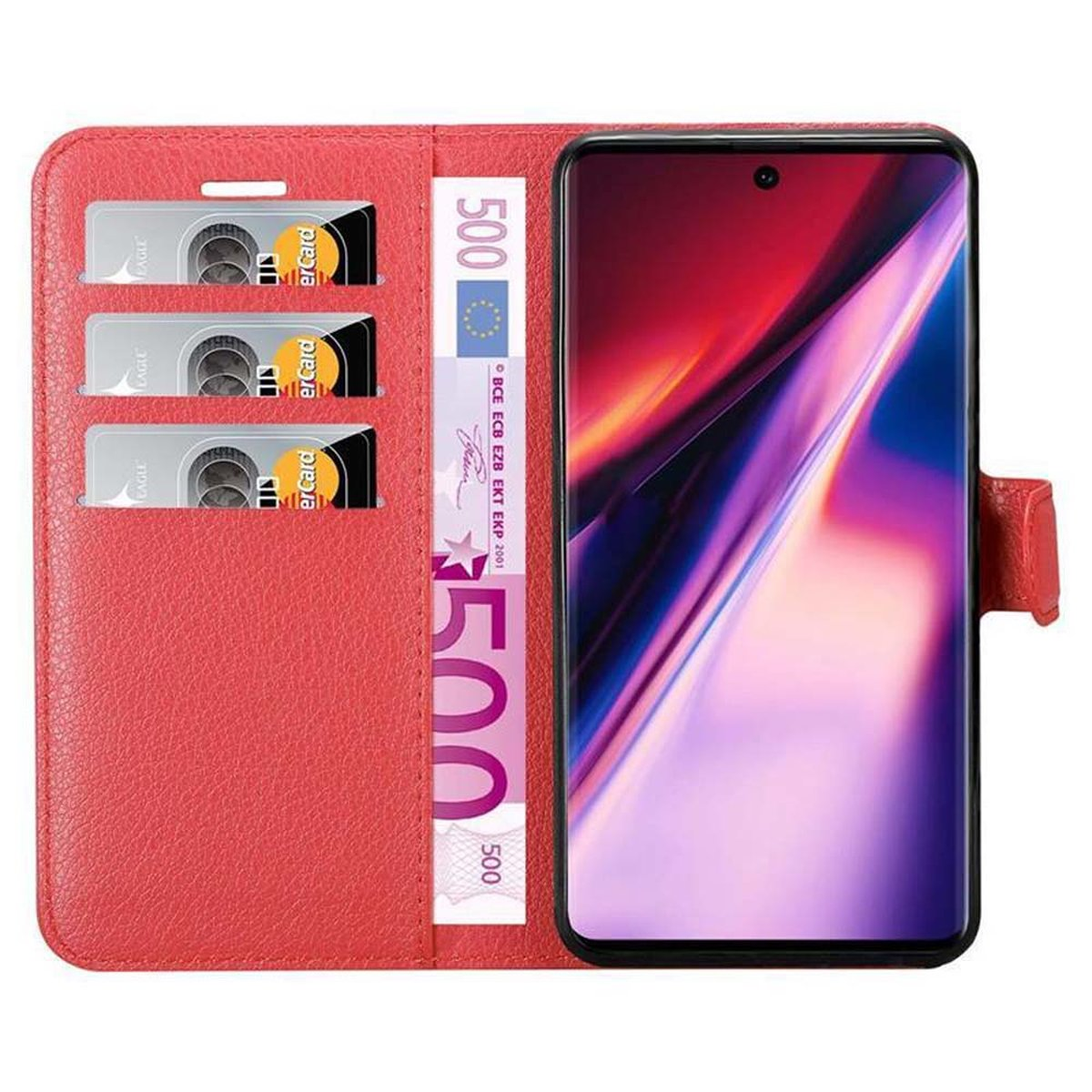 CADORABO Book Hülle ROT KARMIN Galaxy Bookcover, Standfunktion, 10, NOTE Samsung