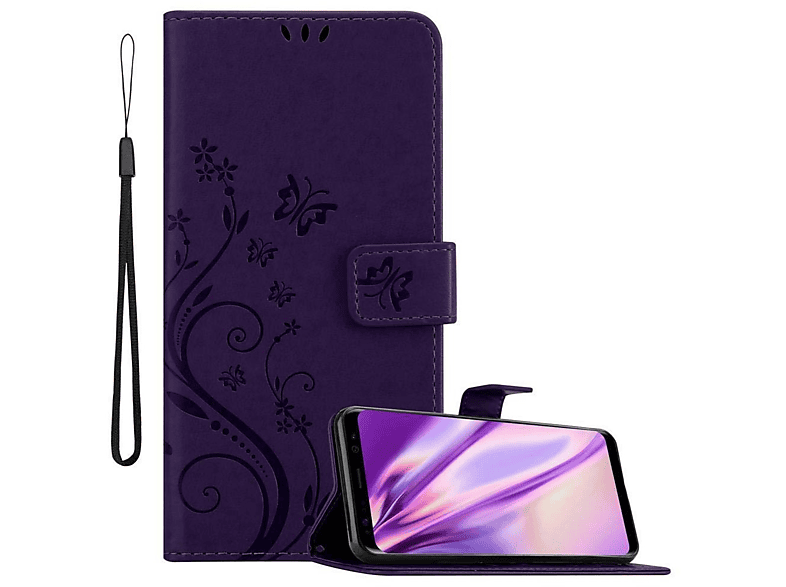 CADORABO Hülle Blumen Muster Flower Case, Bookcover, Samsung, Galaxy S8 PLUS, FLORAL DUNKEL LILA