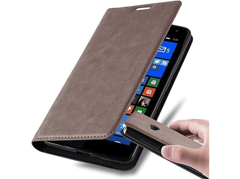 CADORABO Book Hülle Nokia, 535, Invisible KAFFEE Lumia Bookcover, BRAUN Magnet