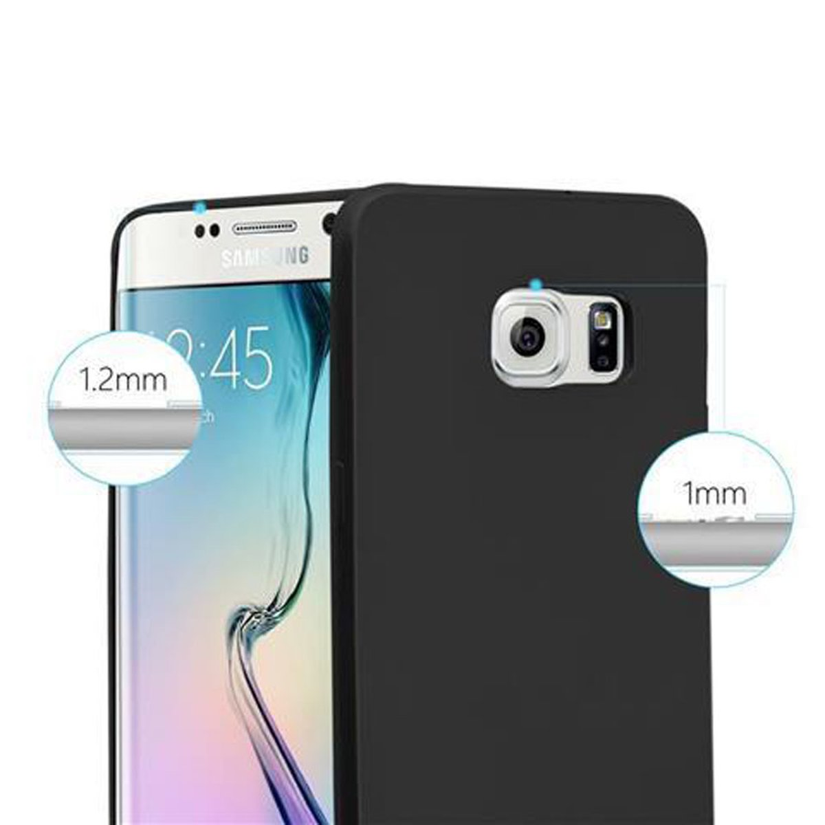 Samsung, Galaxy TPU SCHWARZ EDGE Matt METALLIC Backcover, Hülle, Metallic PLUS, CADORABO S6