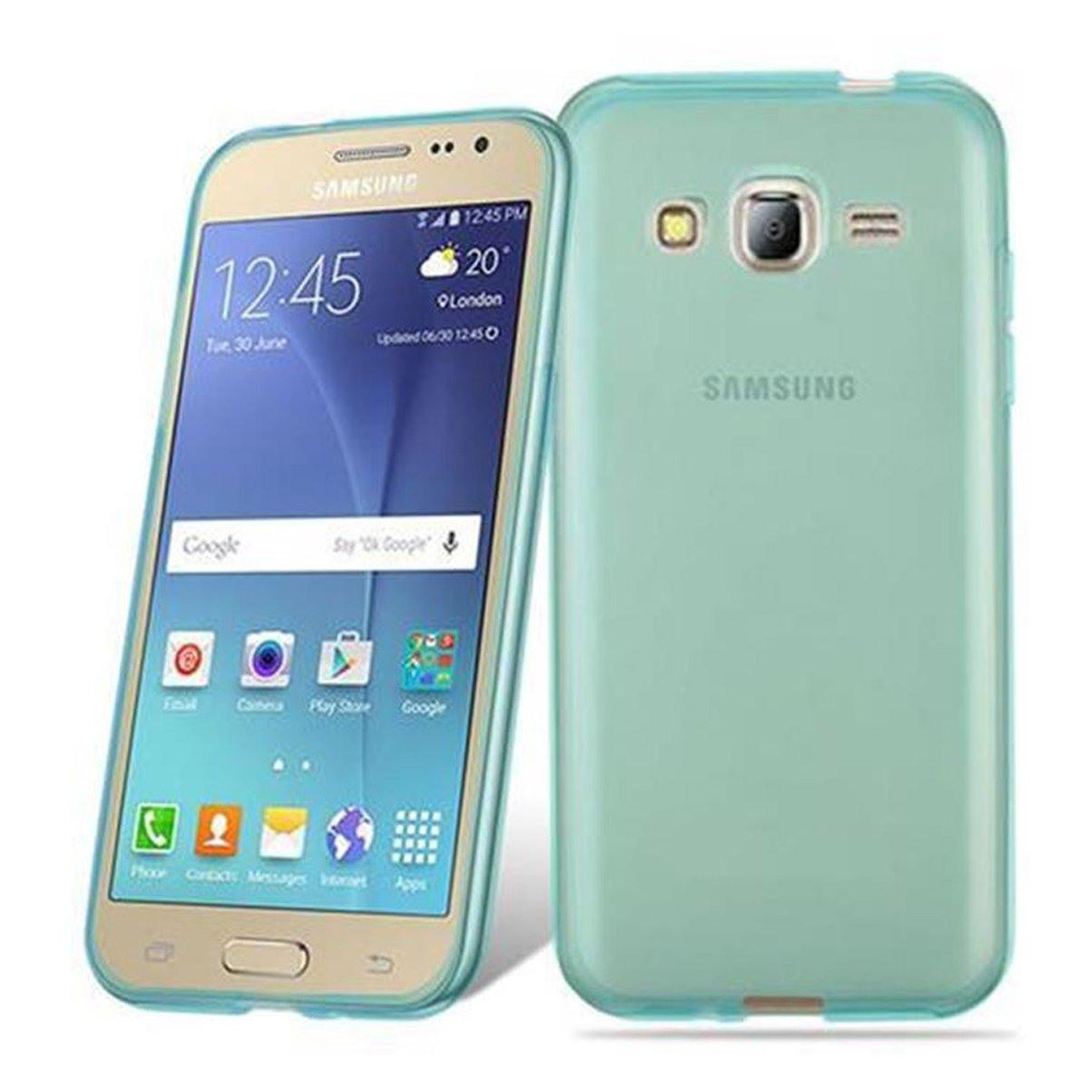 2015, Samsung, J2 Ultra TRANSPARENT BLAU CADORABO Schutzhülle, Galaxy TPU Slim AIR Backcover,