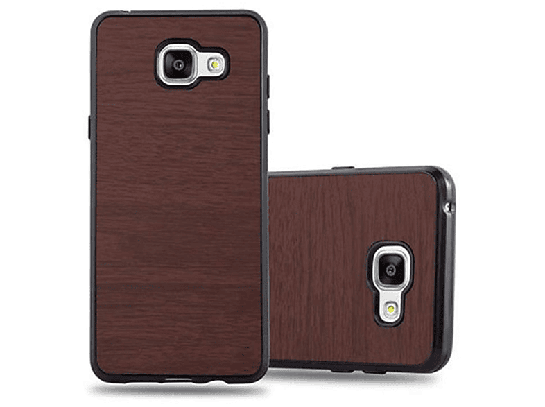CADORABO TPU Wooden Schutzhülle, Backcover, Samsung, Galaxy A3 2016, WOODEN KAFFEE