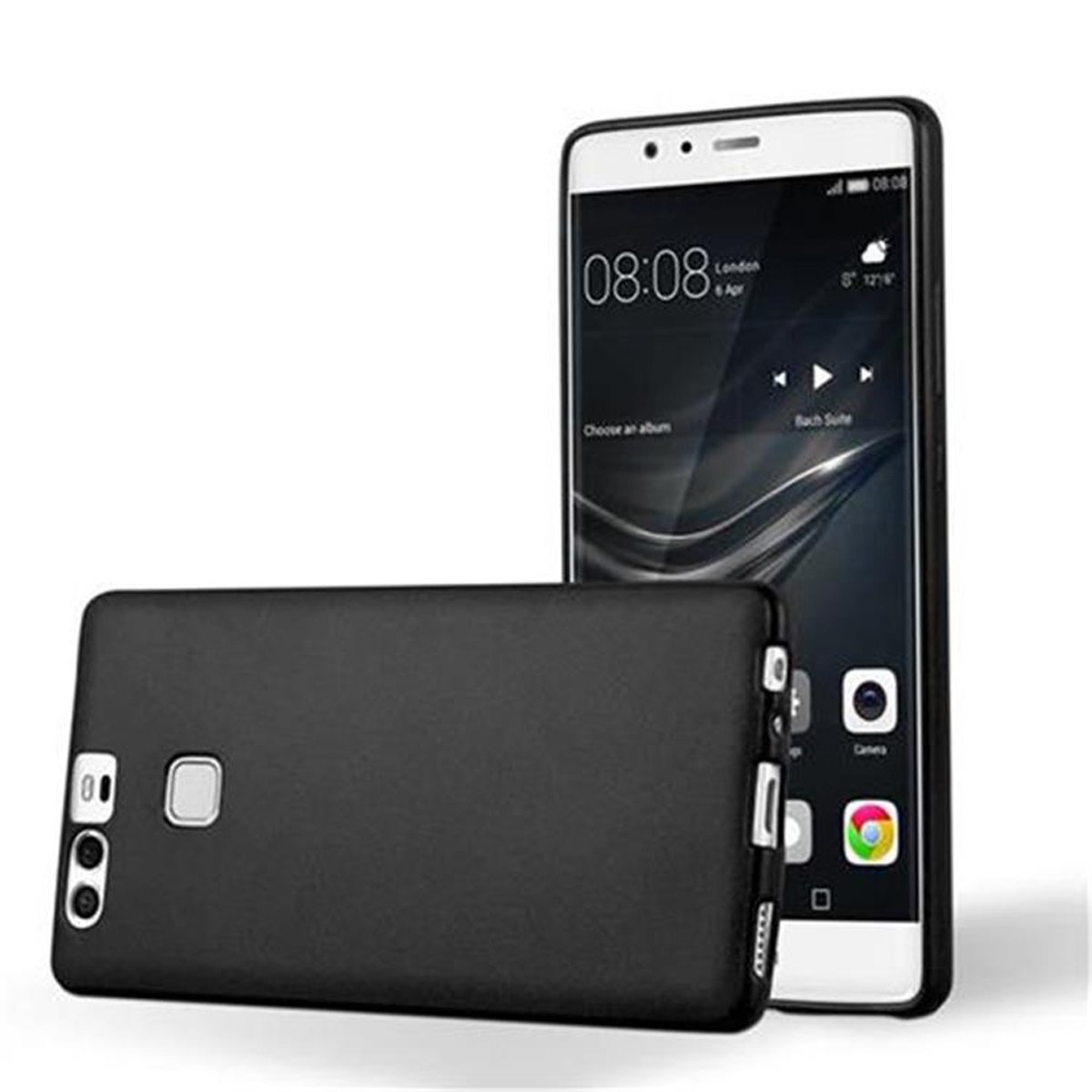 CADORABO TPU Hülle, Huawei, SCHWARZ METALLIC Backcover, Metallic P9, Matt