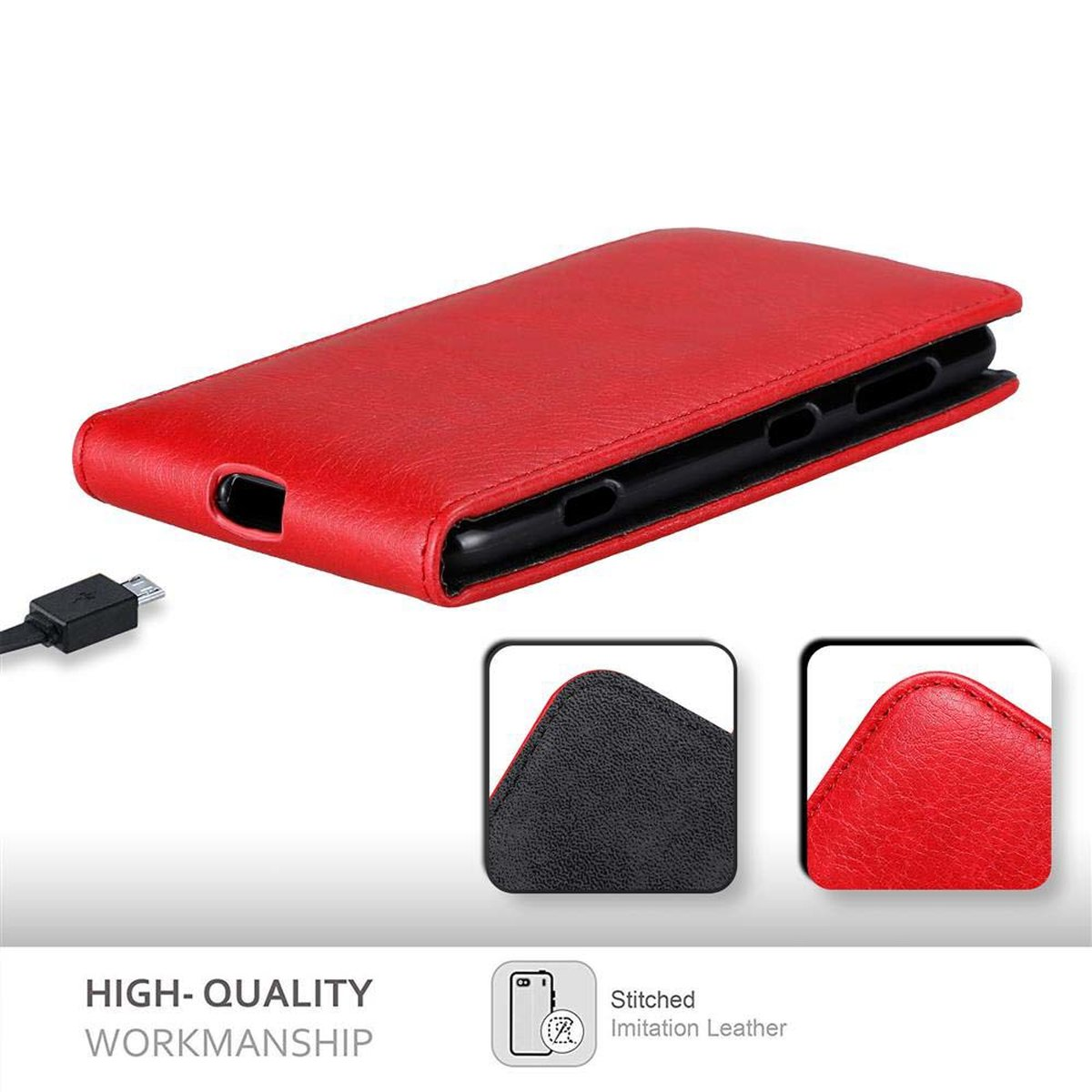 CADORABO 625, Flip APFEL ROT Cover, Flip Hülle Lumia im Style, Nokia,