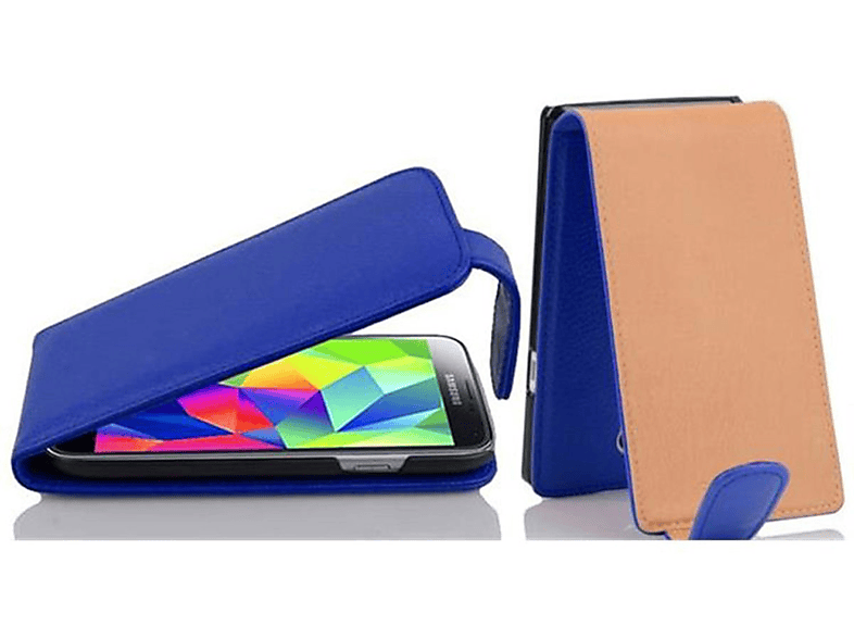 CADORABO Schutzhülle im Flip Style, KÖNIGS Flip Galaxy S5 BLAU DUOS, MINI Cover, S5 / MINI Samsung
