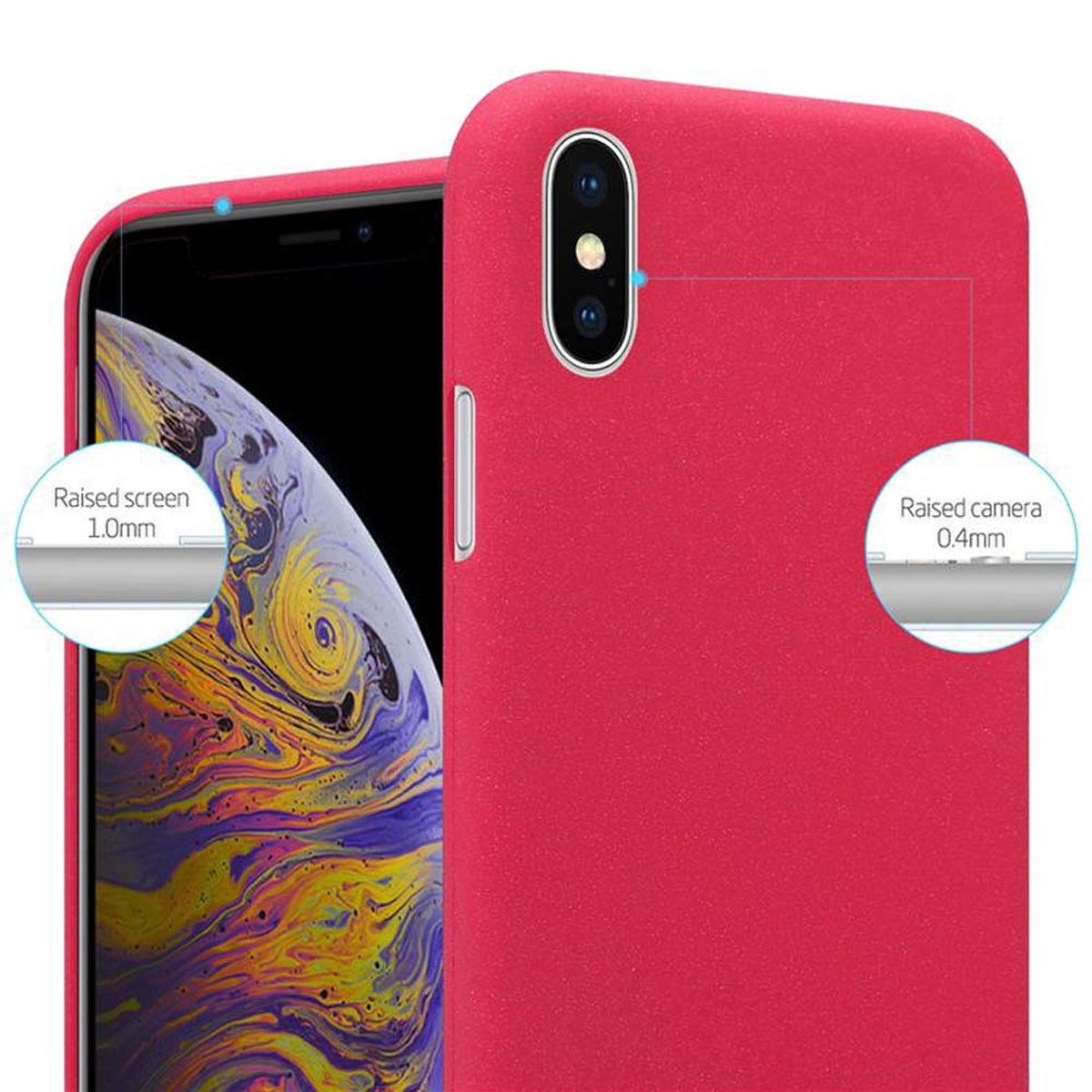 CADORABO TPU Frosted Schutzhülle, FROST Apple, MAX, iPhone XS ROT Backcover