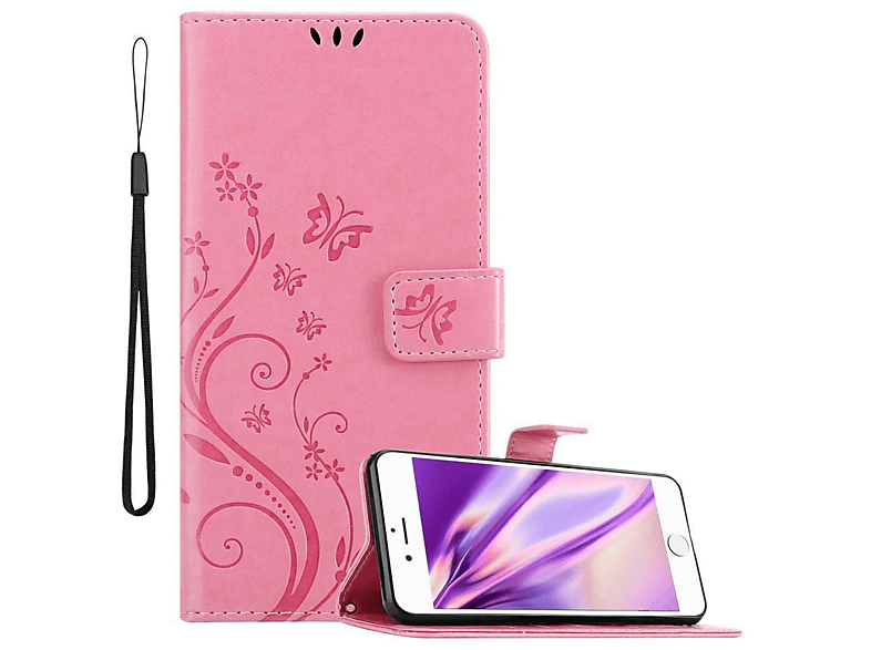 CADORABO Hülle Blumen Muster Flower / iPhone 6 ROSA 6S, Case, Apple, FLORAL Bookcover