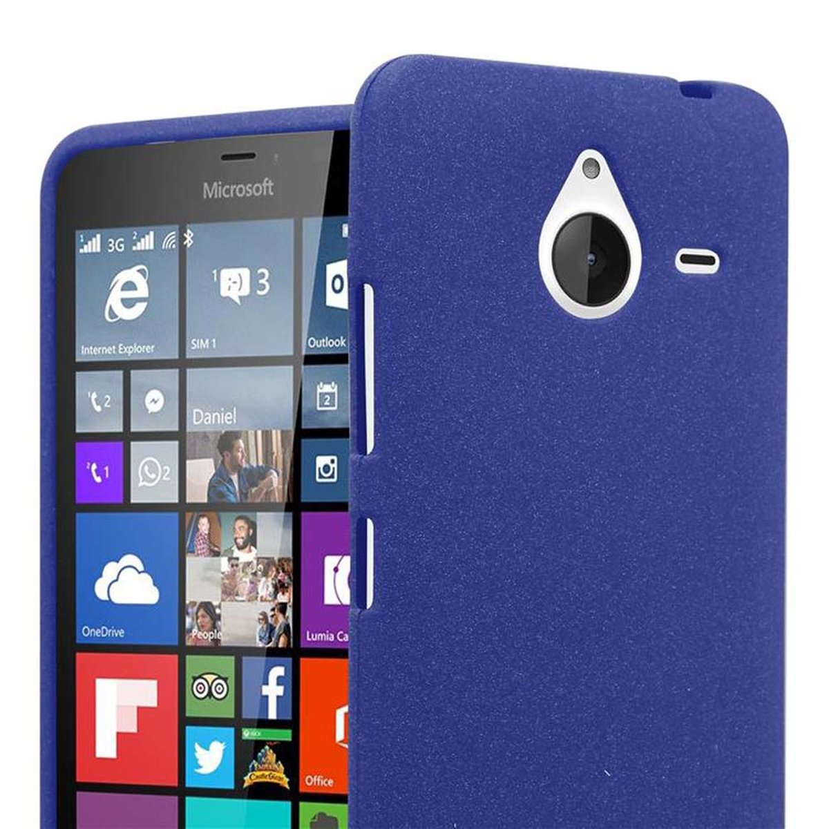 CADORABO TPU 640 DUNKEL Backcover, FROST Frosted Schutzhülle, Lumia Nokia, BLAU XL
