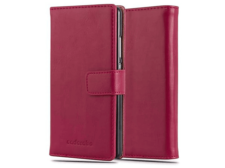 CADORABO Hülle Luxury Book Style, Huawei, ROT WEIN Bookcover, P8