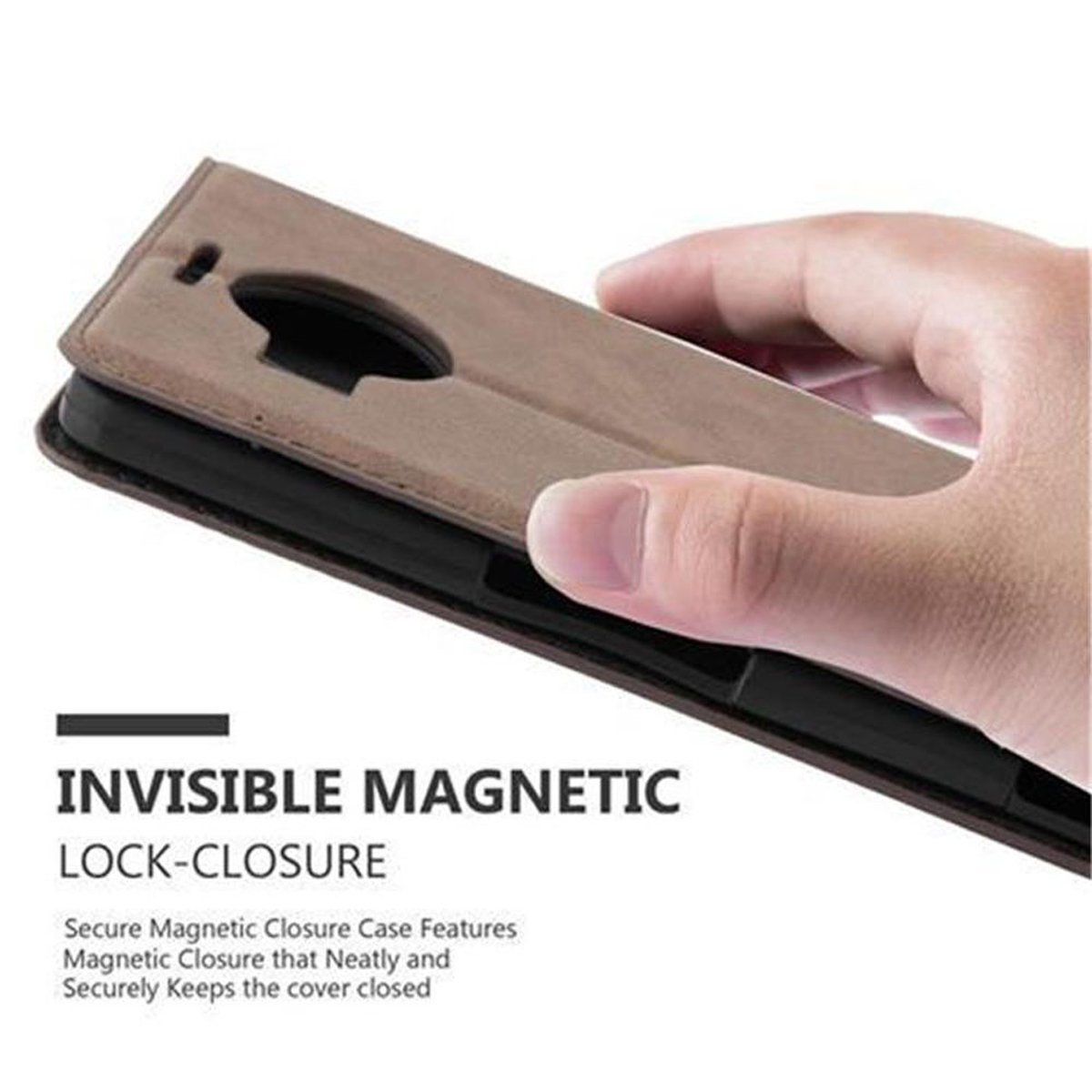 Invisible BRAUN Book CADORABO Hülle Lumia Magnet, XL, KAFFEE Bookcover, 950 Nokia,