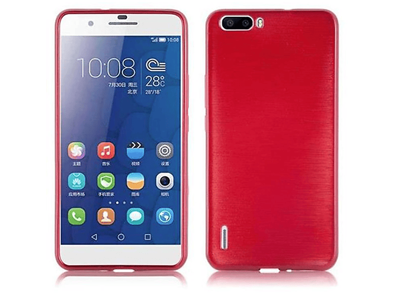 CADORABO TPU Brushed Hülle, Backcover, Honor, 6 PLUS, ROT