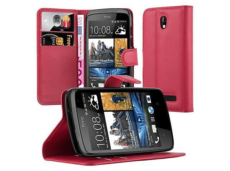 Standfunktion, Hülle KARMIN CADORABO Bookcover, 500, ROT Book HTC, Desire