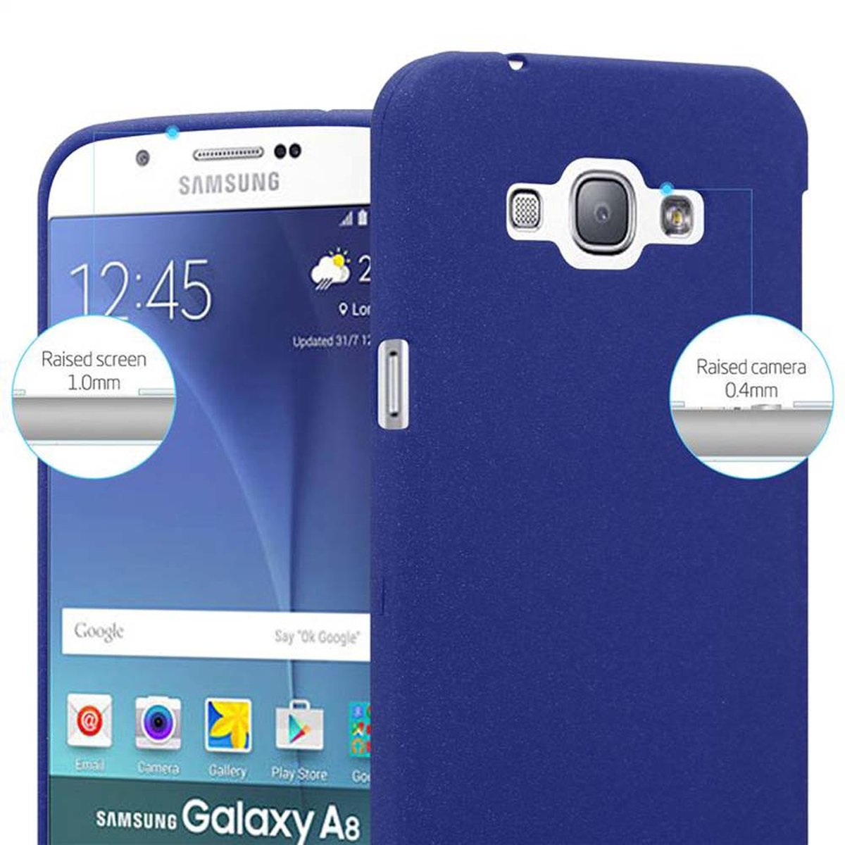 DUNKEL Galaxy TPU BLAU CADORABO Frosted A8 Samsung, FROST Schutzhülle, Backcover, 2015,