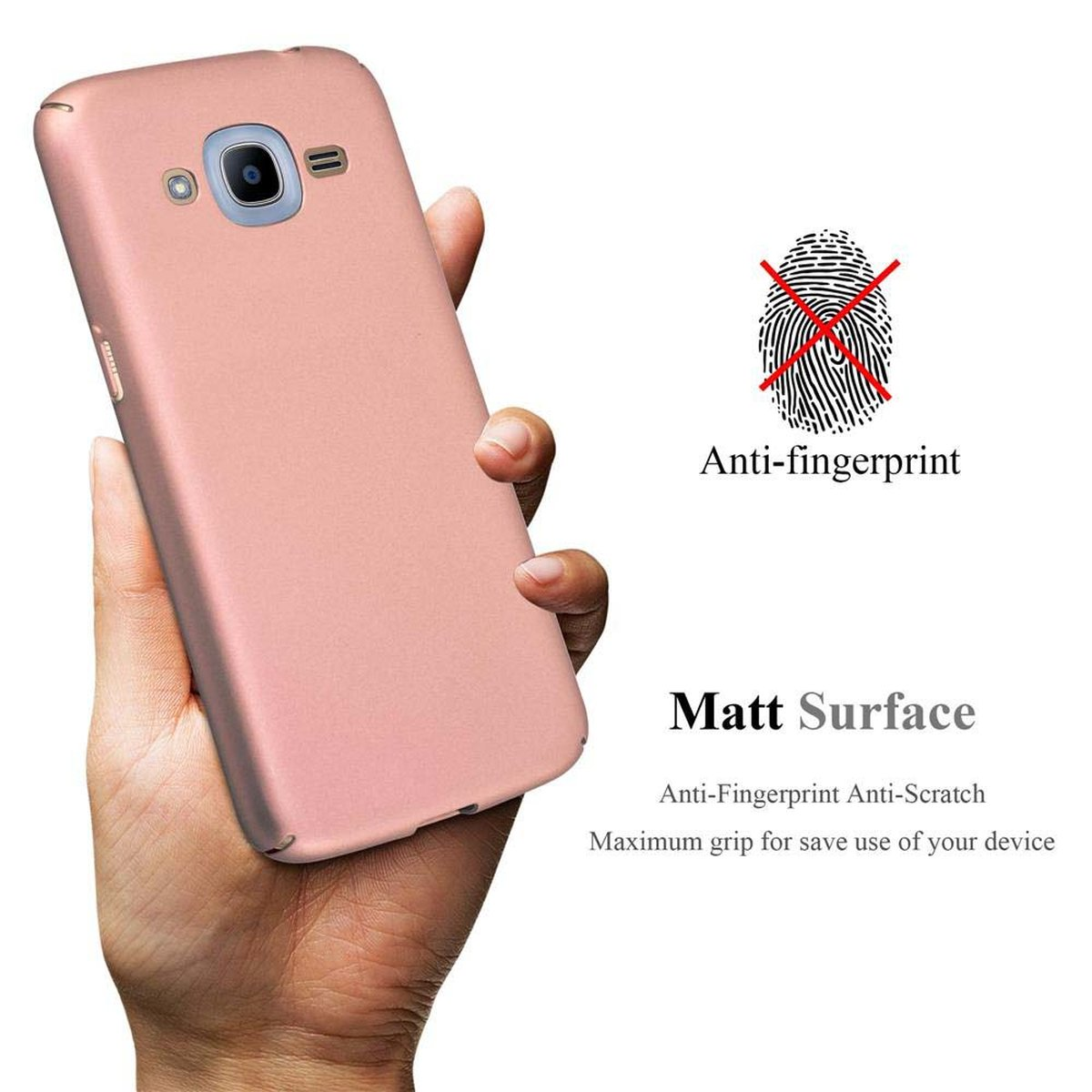 Hard GOLD Hülle im ROSÉ Style, Galaxy CADORABO Samsung, Metall METALL J2 Case Matt Backcover, 2016,
