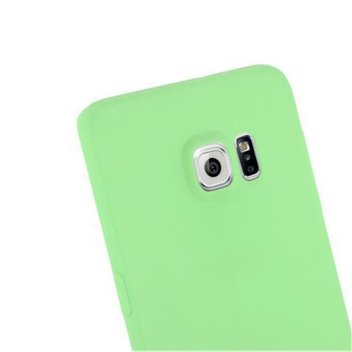 Primo piano di un telefono verde.