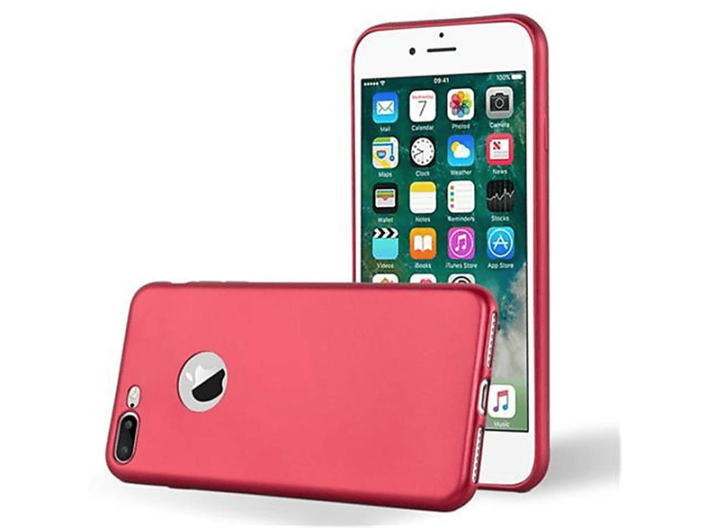 Hülle, TPU METALLIC Matt iPhone ROT Backcover, 7 PLUS, PLUS Metallic PLUS 7S / Apple, CADORABO / 8