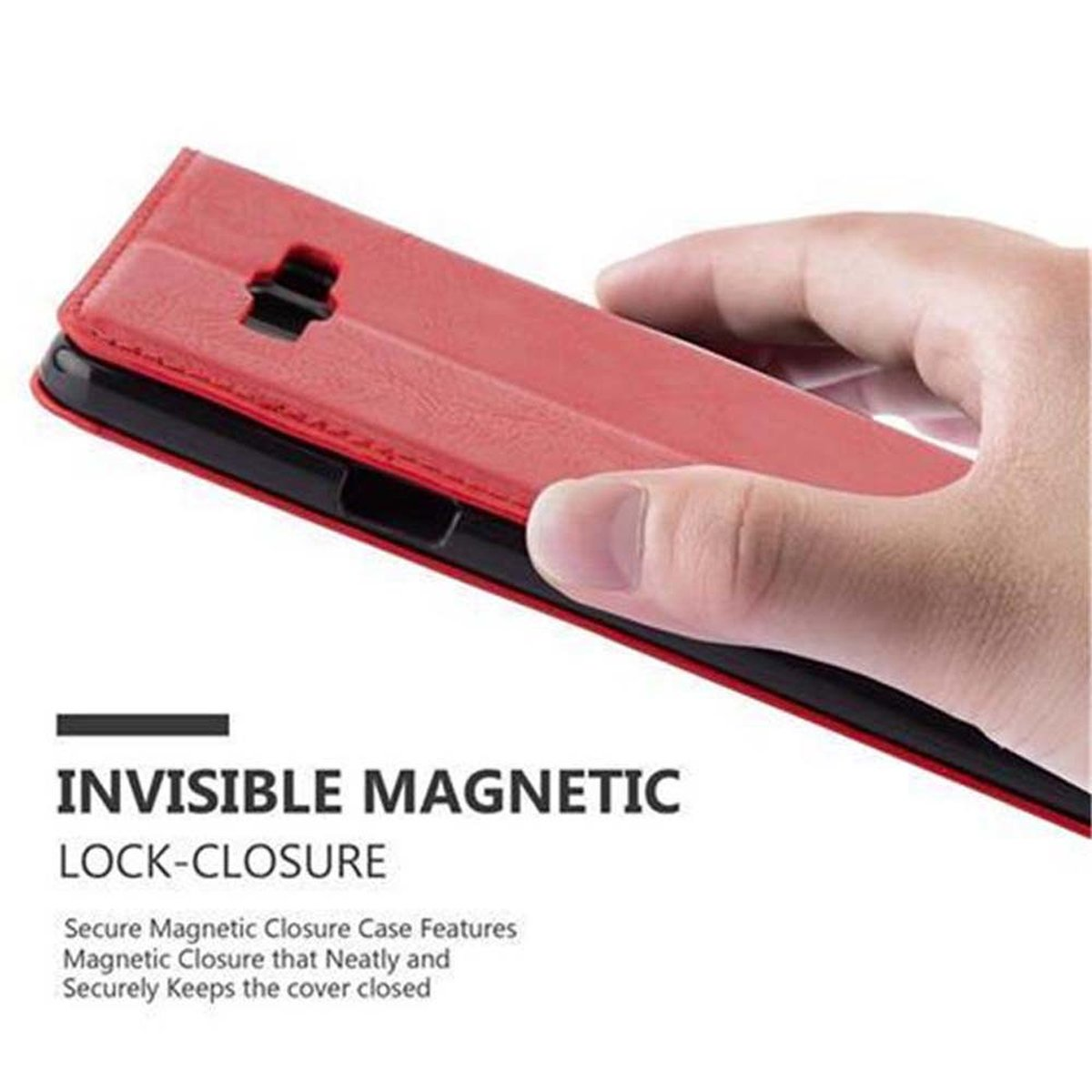 CADORABO Book Hülle Magnet, 2015, ROT Invisible APFEL A7 Bookcover, Samsung, Galaxy