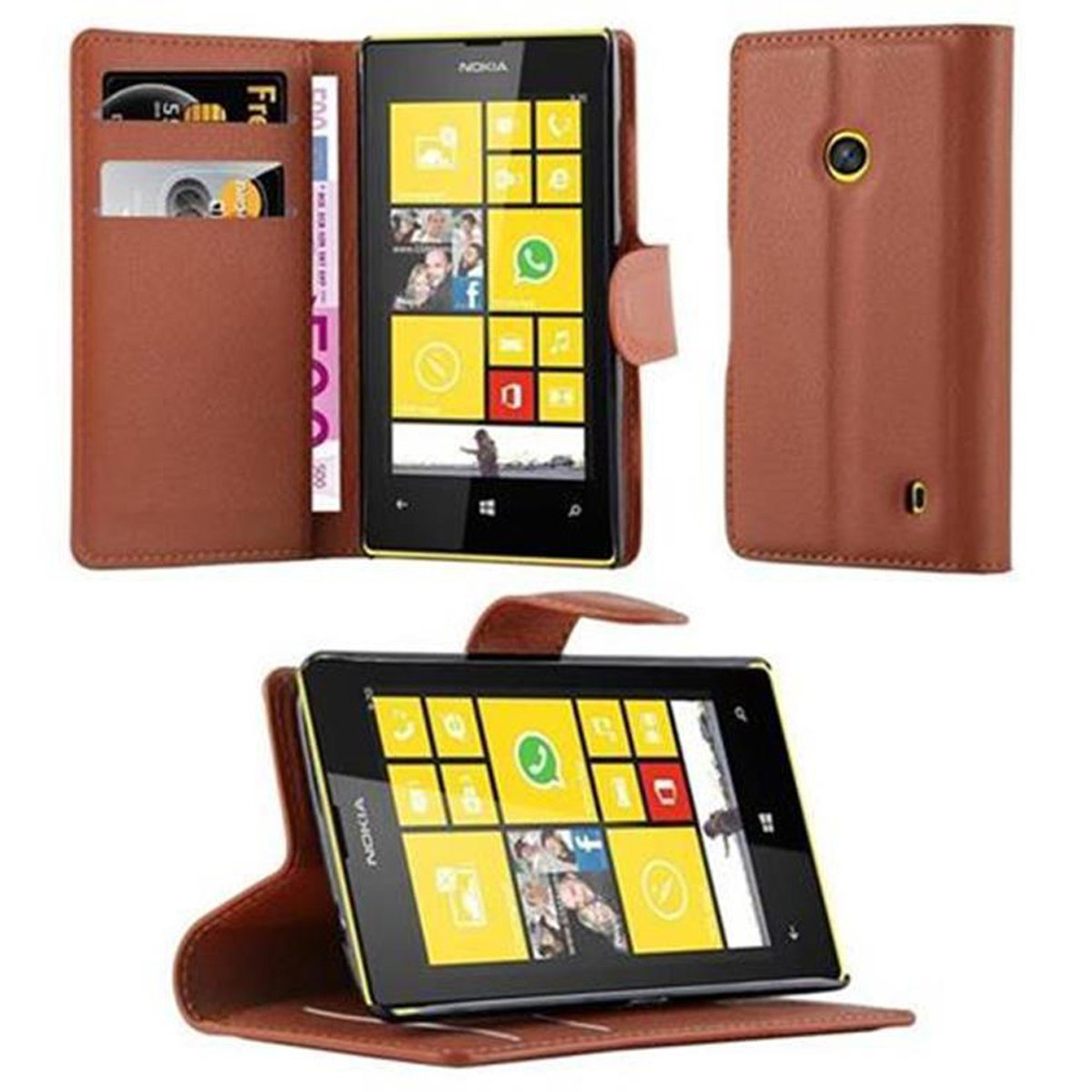 Nokia, 521, Lumia Book Standfunktion, Hülle Bookcover, CADORABO / SCHOKO BRAUN 520