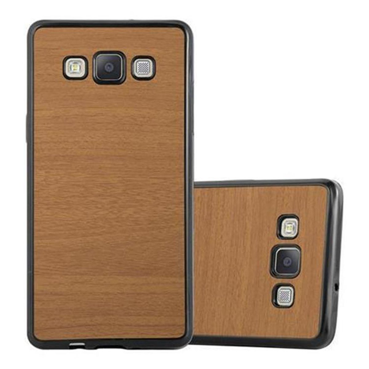 CADORABO Schutzhülle, BRAUN Backcover, WOODEN Samsung, Galaxy 2015, Wooden TPU A5