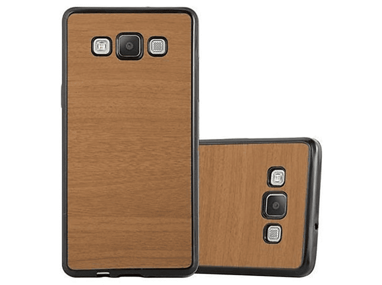 CADORABO TPU Backcover, A5 2015, BRAUN Samsung, Schutzhülle, Wooden Galaxy WOODEN