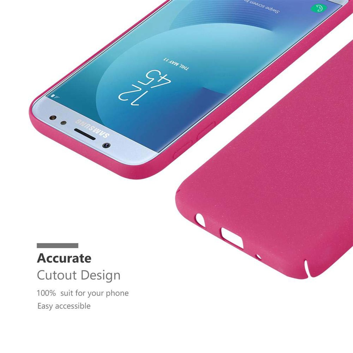 CADORABO Hülle im Hard Frosty FROSTY Galaxy 2017, Samsung, Style, PINK Case J7 Backcover